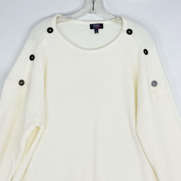 Ninety Clothing Co XL Ivory Knit Sweater Relaxed With Button Accents - Picture 1 of 16
